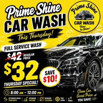 Prime Shine Car Wash special offer